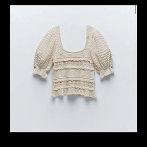 Zara Pointelle Knit Top